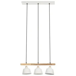 Suspension 3 lampes en fer et manguier blanc L66cm - Ferese