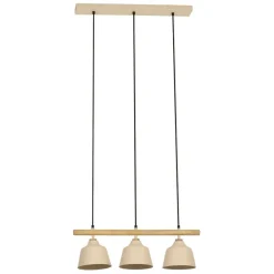 Suspension 3 lampes en fer et manguier sable L66cm - Ferese