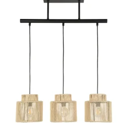 Suspension 3 lumière en métal et cordelette tressé l60cm naturel - cancun