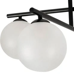 Suspension 4 lumières en fer et verre noir mat h36cm - Ardecor