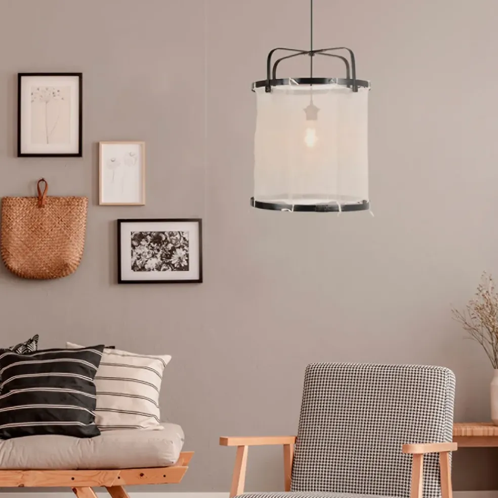 Suspension en bambou d35cm noir - hikari