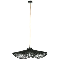 Suspension en corde de papier et fer d71cm noir - Calyp