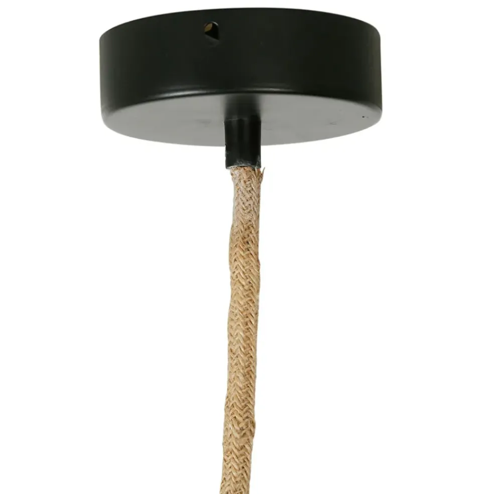 Suspension en corde de papier et fer d71cm noir - Calyp