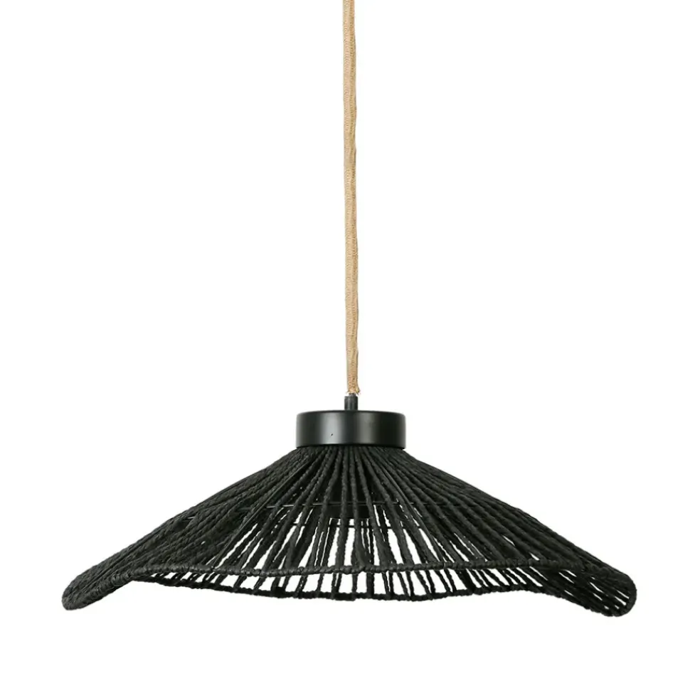 Suspension en corde de papier et fer d50cm noir - Calyp