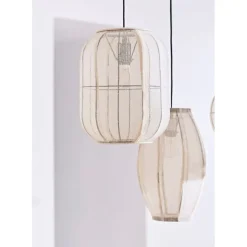 Suspension en coton et fer écru non électrifiée d28xh35cm - Enigma