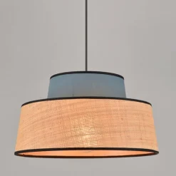 Suspension en coton et raphia d38cm pétrole - Mallorca