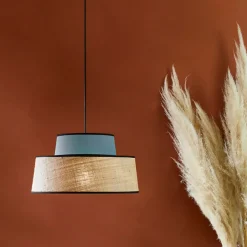 Suspension en coton et raphia d38cm pétrole - Mallorca