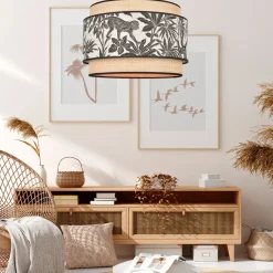 Suspension en coton et raphia d38cm naturel et noir - milo