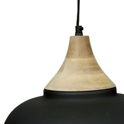 Suspension en fer et manguier d35cm noir mat - Lausel