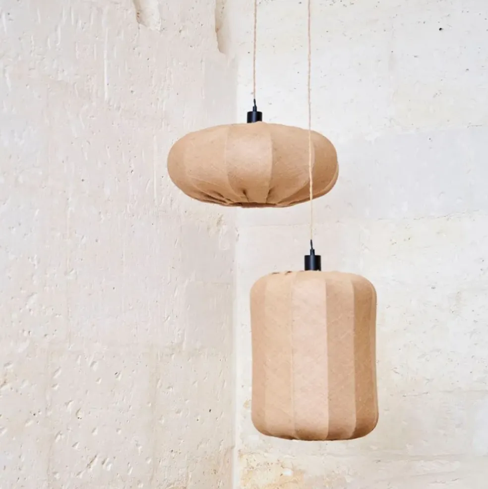 Suspension en jute et fer naturel non électrifiée d49xh24cm - Chaumière