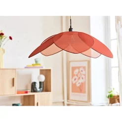 Suspension en lin japandi d70cm terracotta