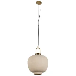 Suspension en lin blanc cassé et doré d35cm - Calypso