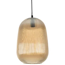 Suspension en verre ambre et fer d22x33cm - Lumi