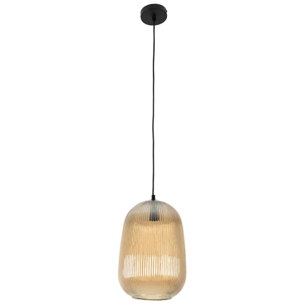 Suspension en verre ambre et fer d22x33cm - Lumi