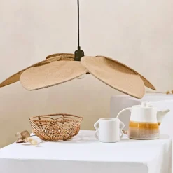 Suspension japandi en jute couleur lin naturel d70cm