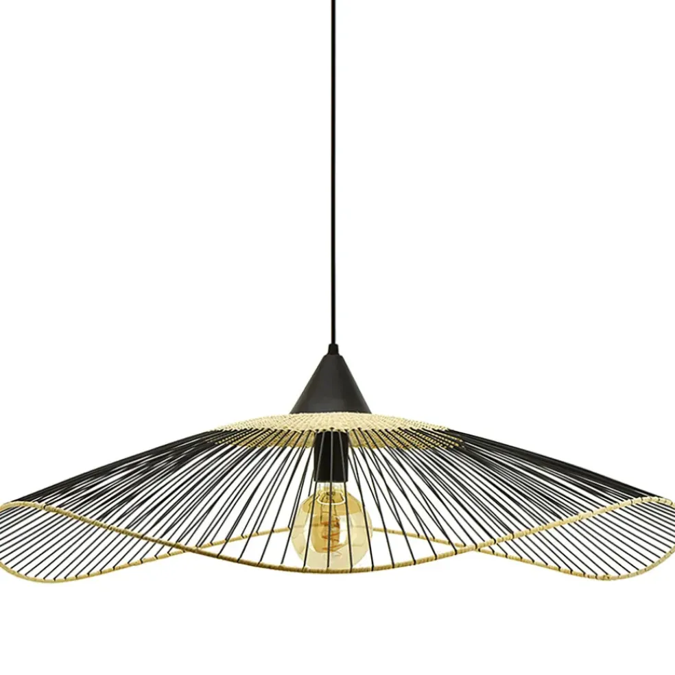 Suspension métal et rotin noir d80cm - Vagala