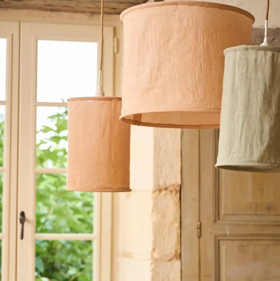 Suspension non électrifiée en lin et coton rose d45xh35cm - Noho