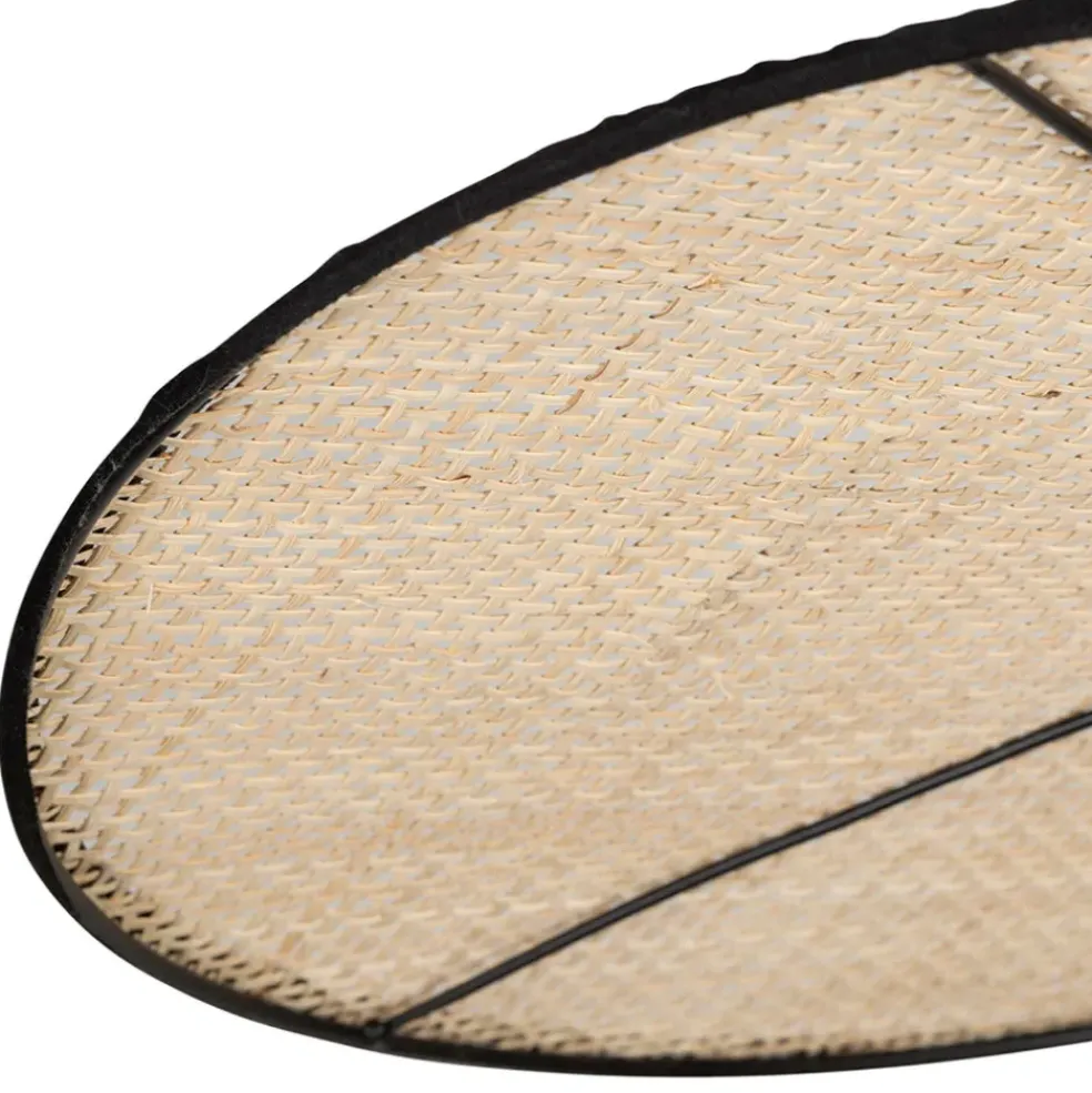 Suspension non électrique en rotin naturel et noir d54cm - Yucata