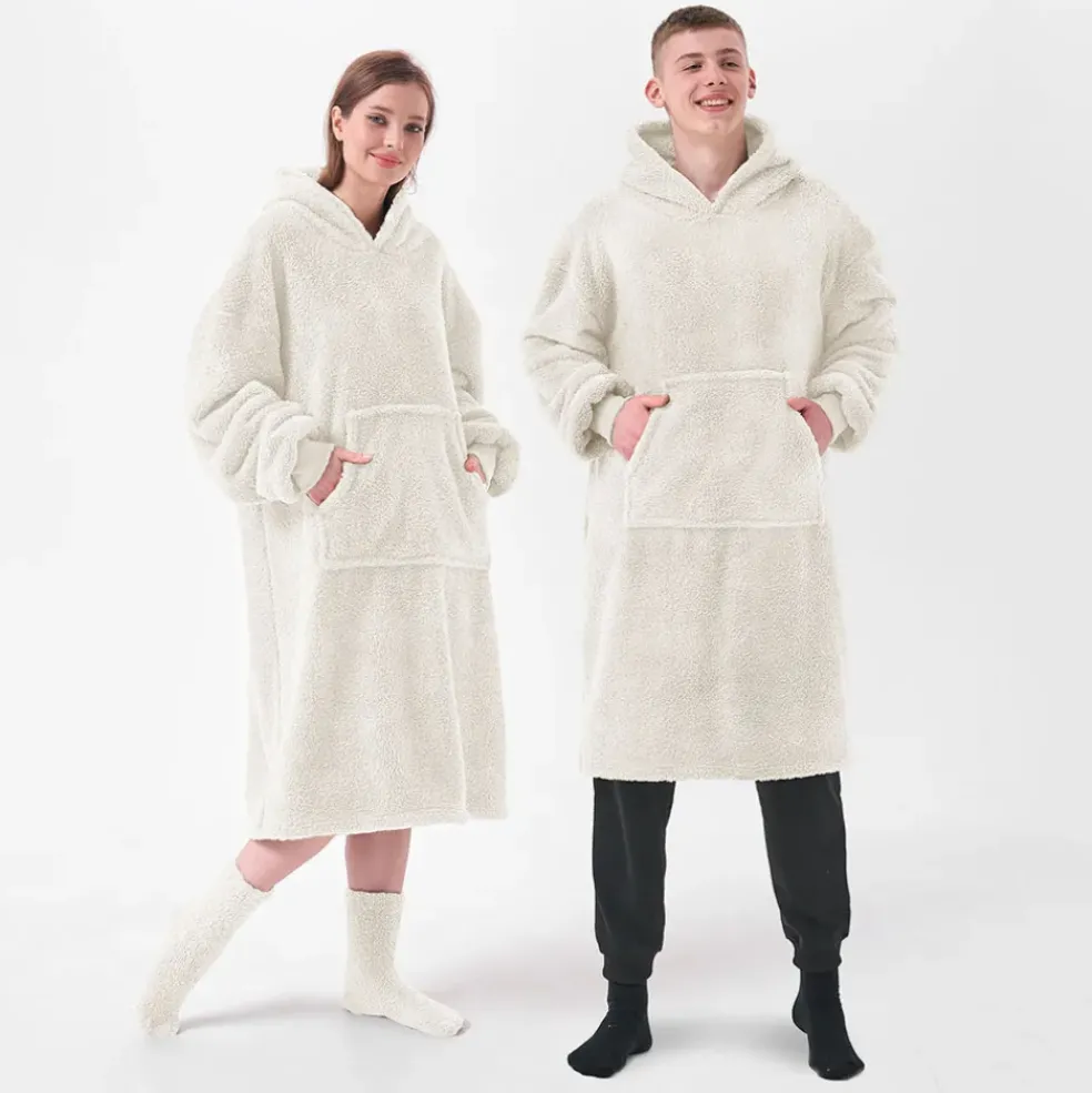 Sweat Plaid à capuche en tissu blanc clair - Teddy