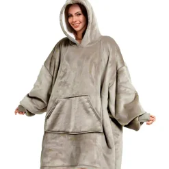 Sweat Plaid à capuche en tissu gris clair - Sherry