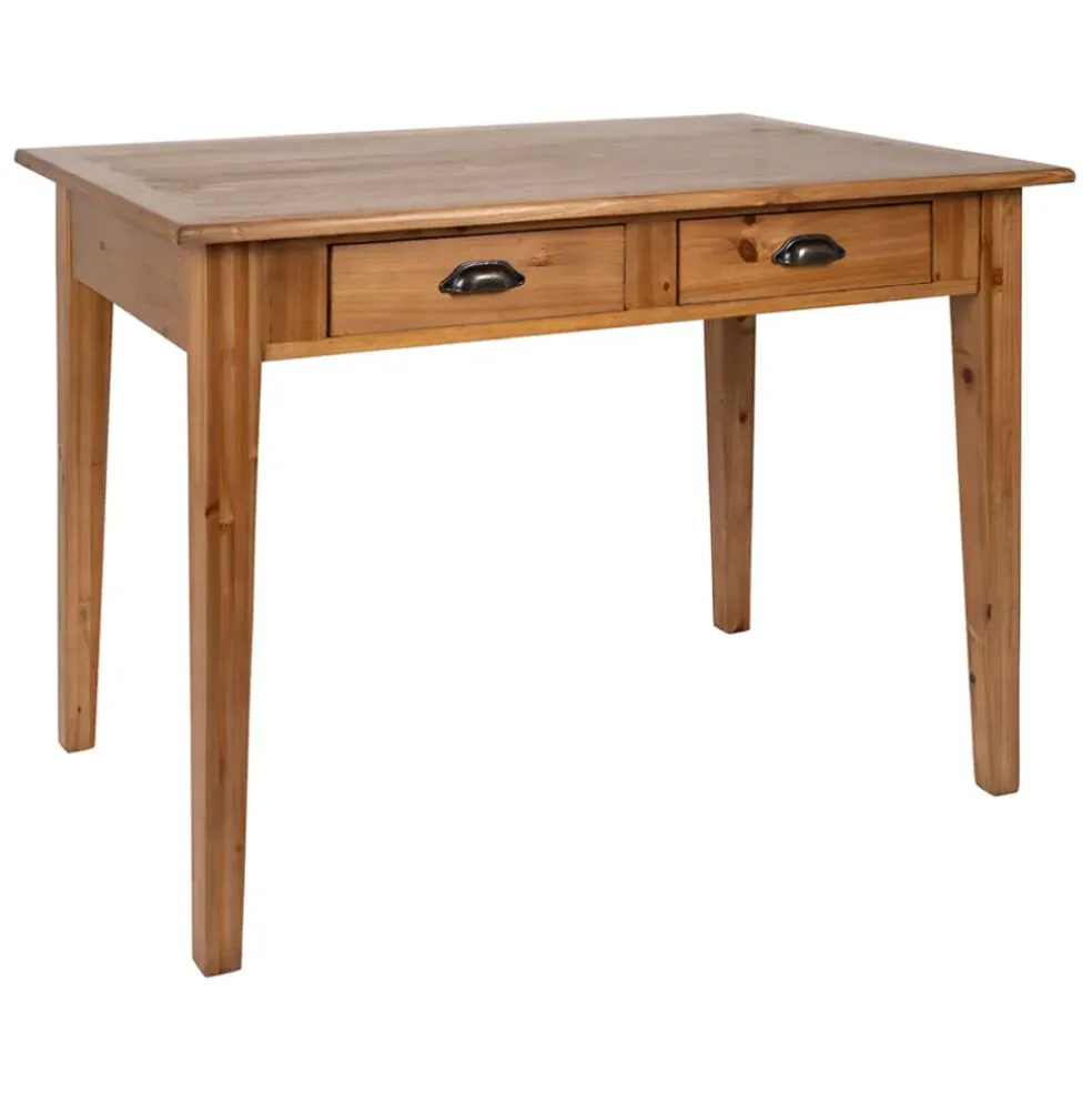 Table à manger 2 tiroirs en sapin et panneau de bois naturel 108x67cm - Terroir