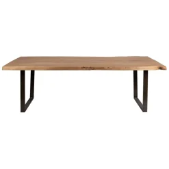 Table à manger en acacia massif et pieds en fer noir 240x110cm - Factory