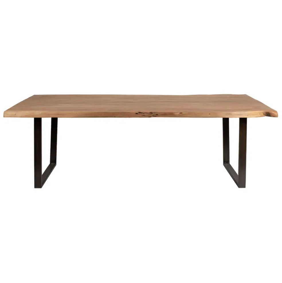Table à manger en acacia massif et pieds en fer noir 240x110cm - Factory