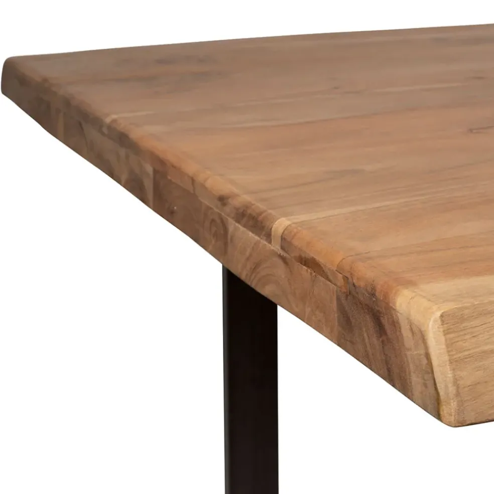 Table à manger en acacia massif et pieds en fer noir 240x110cm - Factory