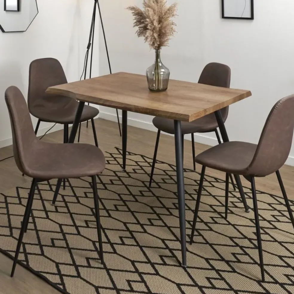 Table à manger en bois MDF et pieds en fer 110x75cm - Forest