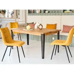Table à manger en chêne massif et pieds acier 160x90cm- Manny