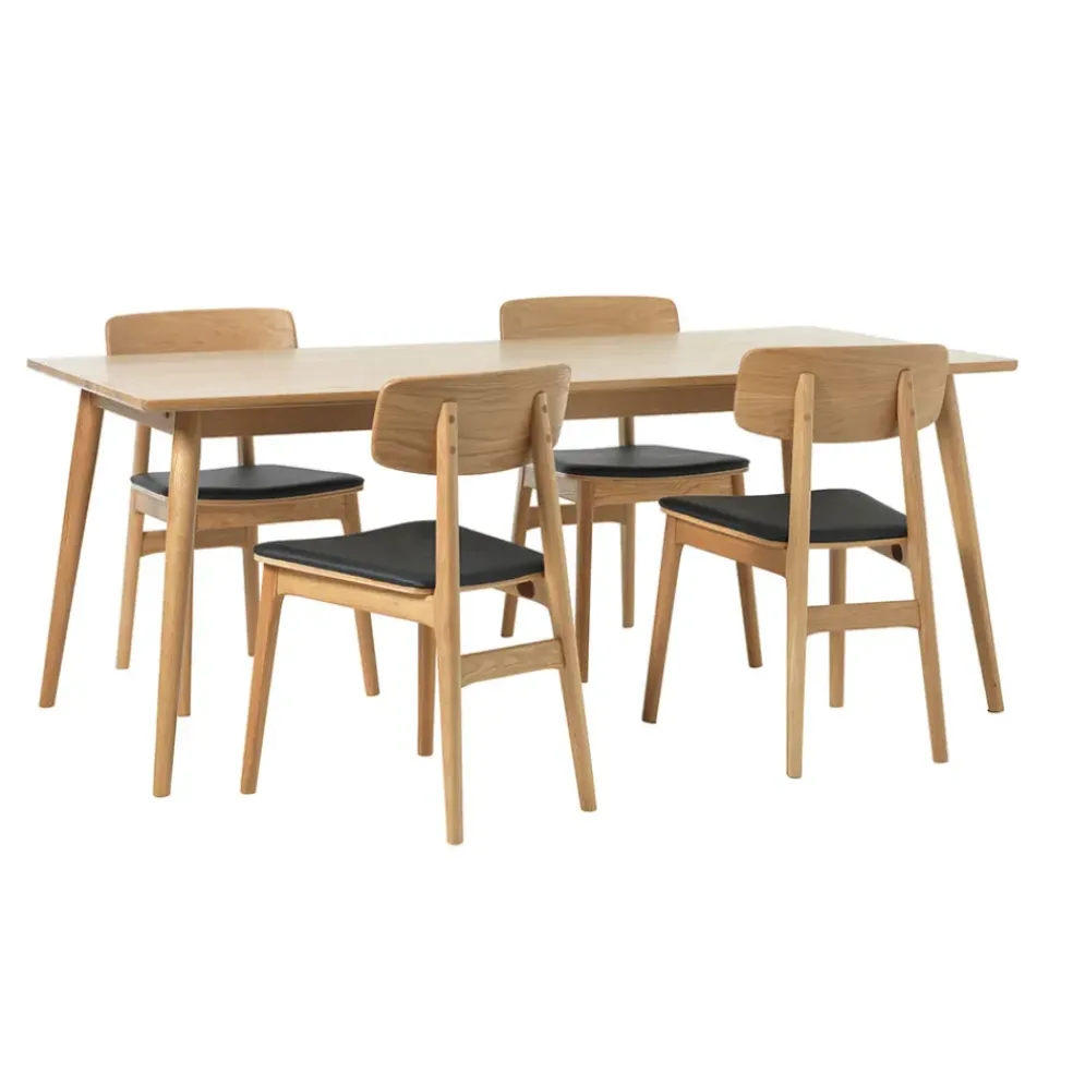 Table à manger en placage chêne naturel 190x90cm - barrali