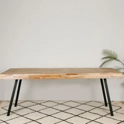 Table à manger en teck massif et pieds métal 200x90cm - Suri