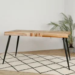 Table à manger en teck recyclé et métal 150x75cm - Wally
