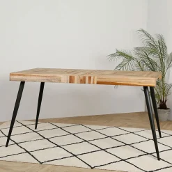 Table à manger en teck recyclé et métal 150x75cm - Wally