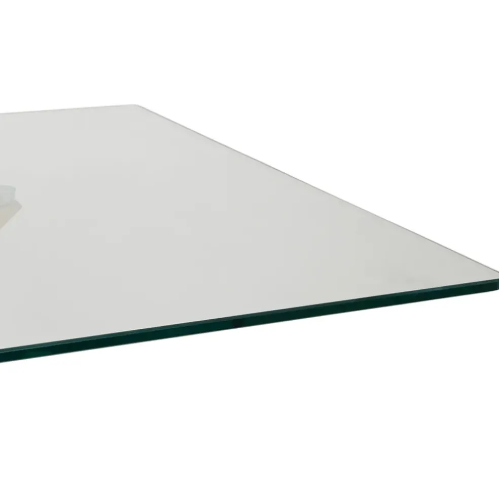 Table à manger en verre trempé et métal naturel 160x90cm - Adela