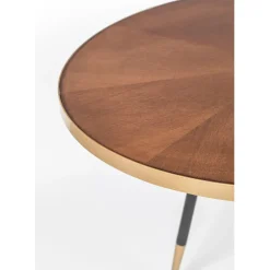 Table à manger ovale en noyer plaqué et métal doré 180x90cm - Denise
