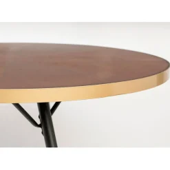 Table à manger ovale en noyer plaqué et métal doré 180x90cm - Denise