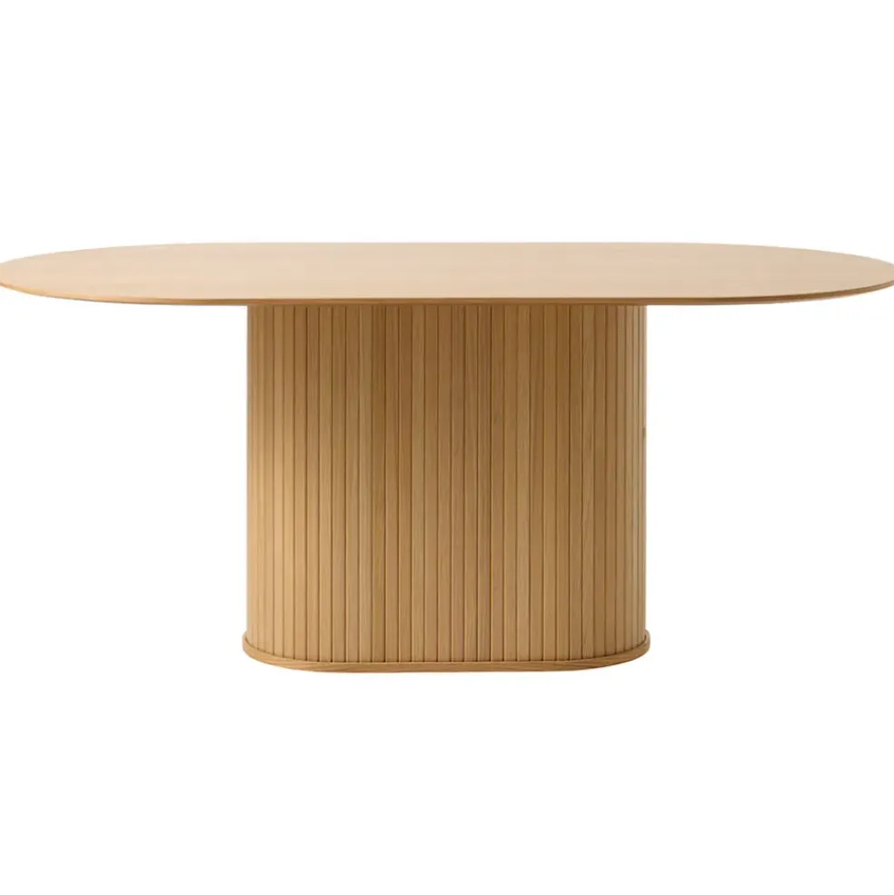 Table à manger ovale en placage chêne naturel 180x95cm - Nola
