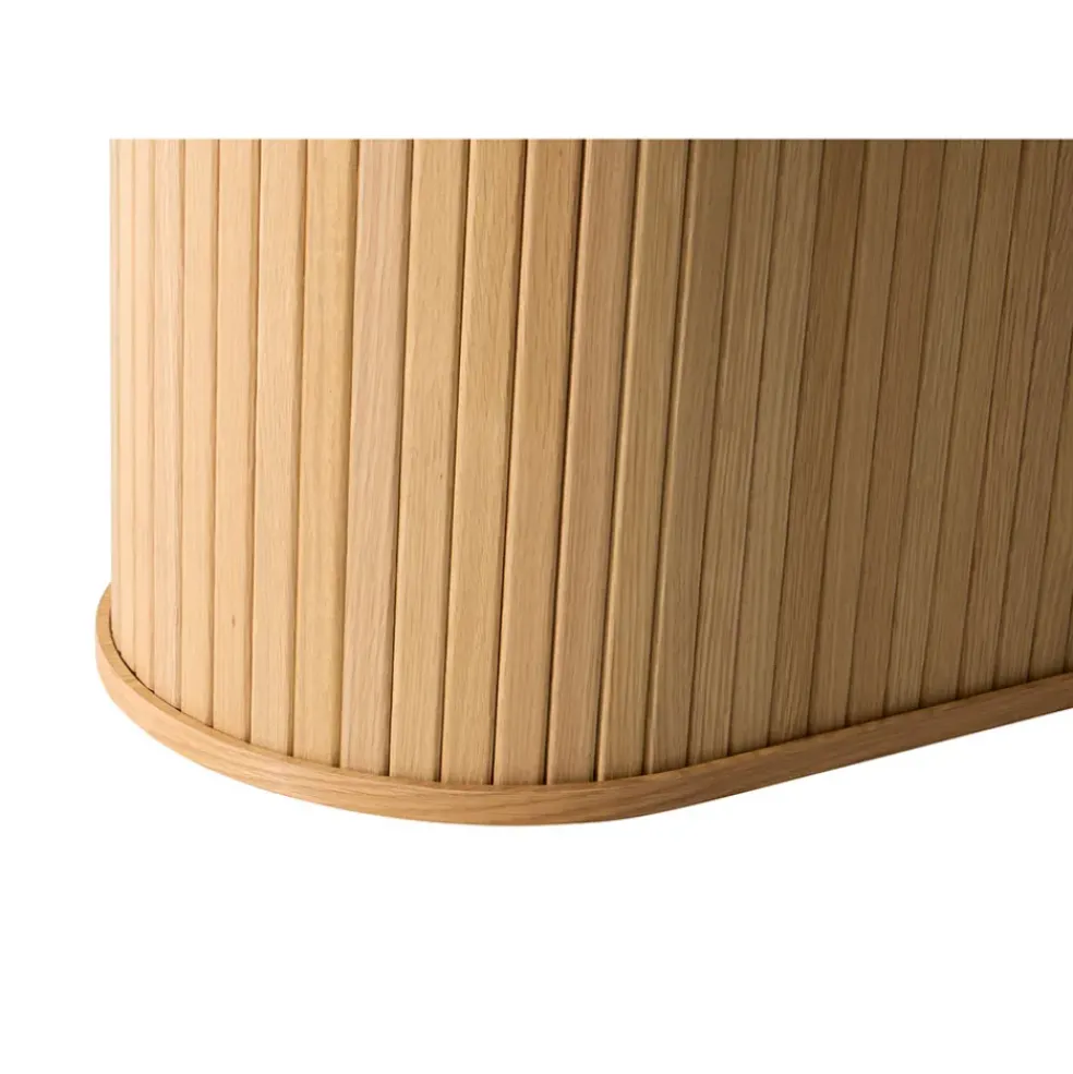 Table à manger ovale en placage chêne naturel 180x95cm - Nola