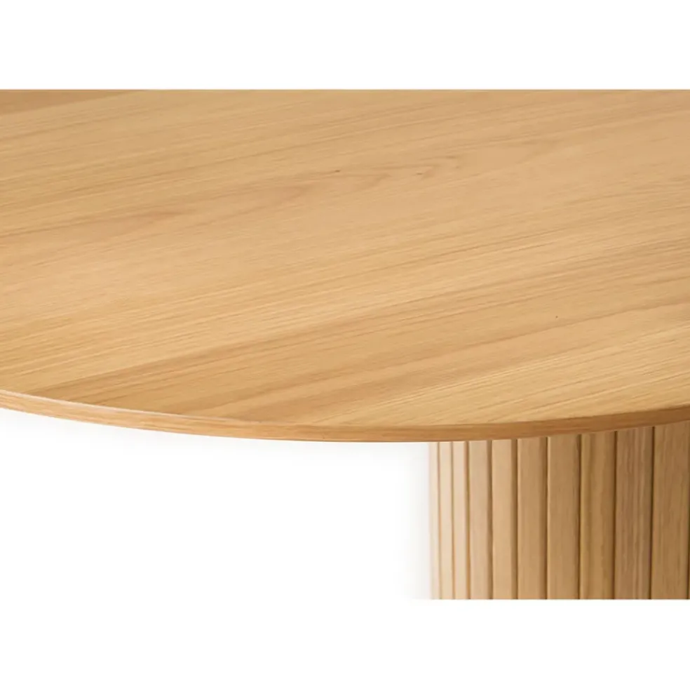 Table à manger ovale en placage chêne naturel 180x95cm - Nola