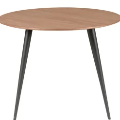 Table à manger ronde en noyer et pieds hêtre noir d100cm - Caly