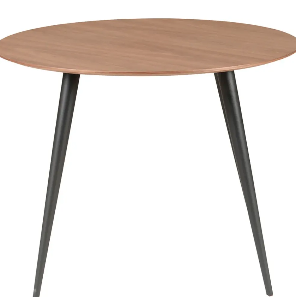 Table à manger ronde en noyer et pieds hêtre noir d100cm - Caly