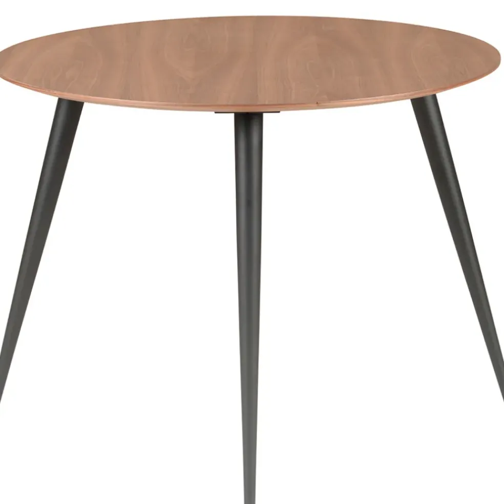Table à manger ronde en noyer et pieds hêtre noir d100cm - Caly