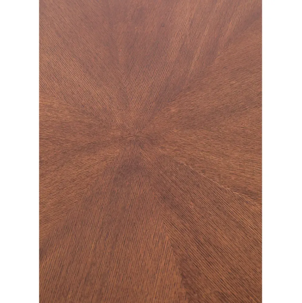 Table à manger ronde en noyer plaqué et métal doré d91cm - Denise