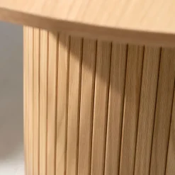 Table à manger ronde en placage chêne naturel d120cm - nola