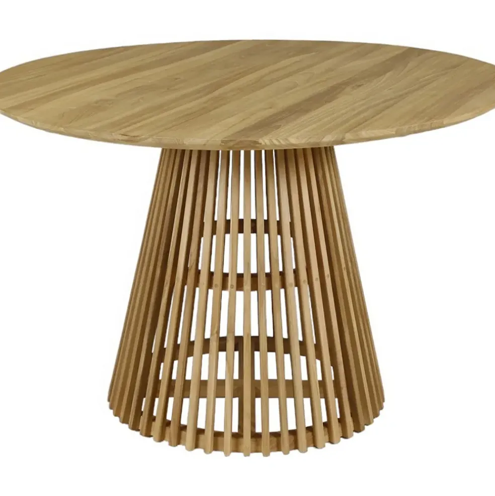 Table à manger ronde en teck naturel d120cm - Kamala