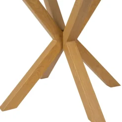 Table à manger ronde en verre trempé et métal naturel d119cm - Adela