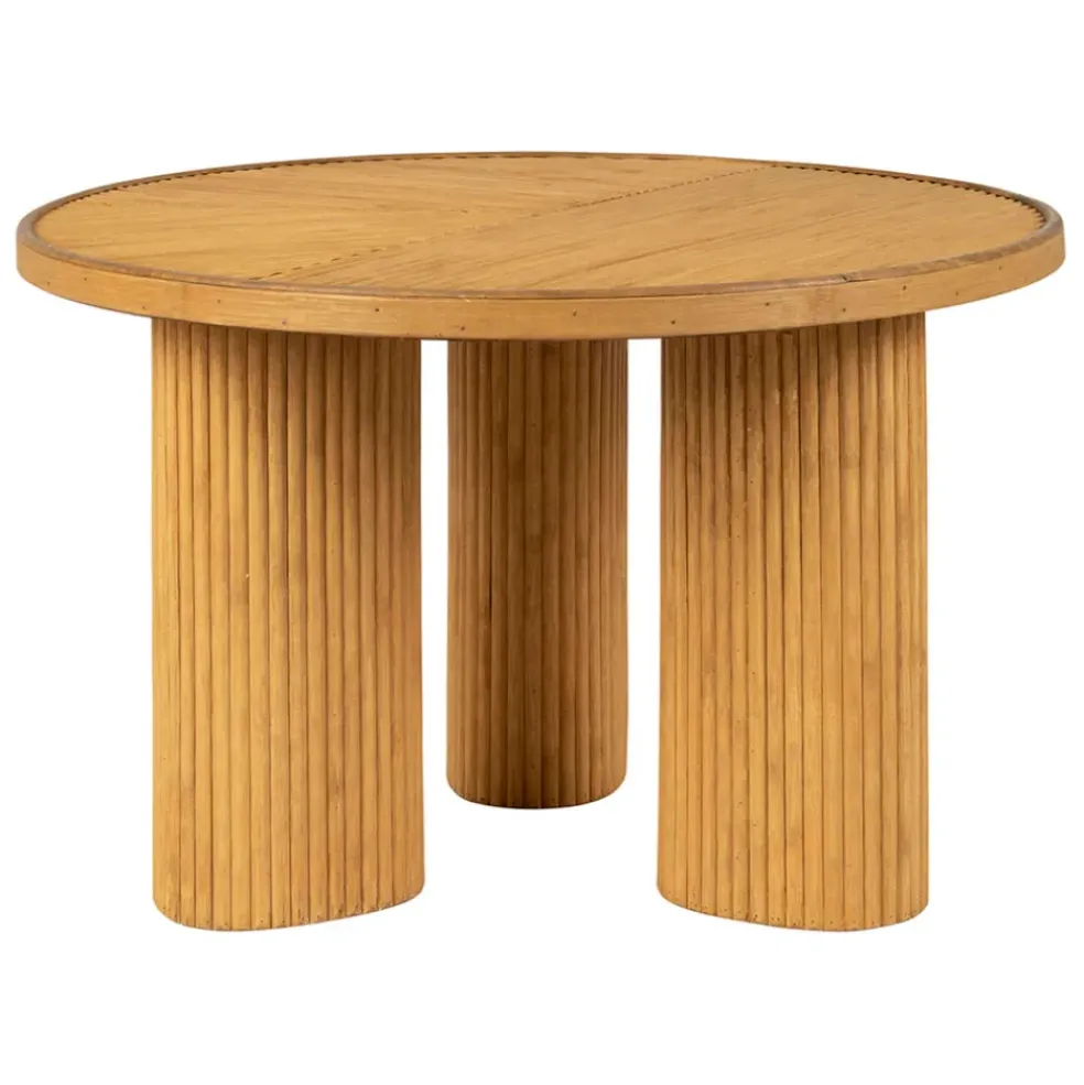 Table basse 3 pieds en bambou et sapin naturel d55xh35cm - Saori