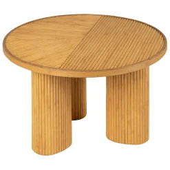 Table basse 3 pieds en bambou et sapin naturel d55xh35cm - Saori