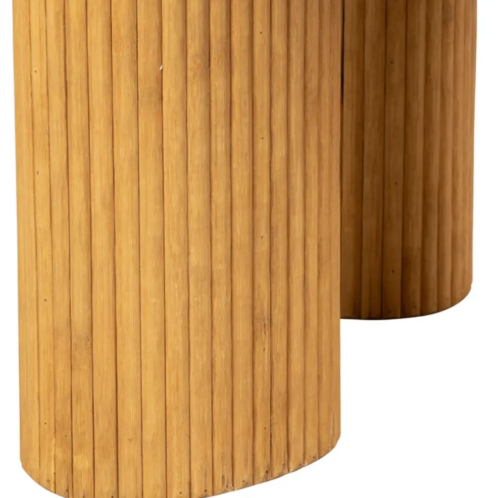 Table basse 3 pieds en bambou et sapin naturel d55xh35cm - Saori